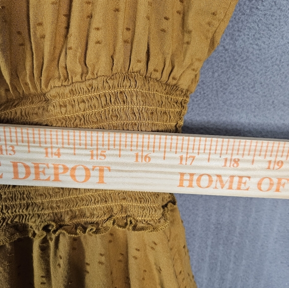 Old Navy Womens Plus 2X Milk Maid Gold Maxi Dress Vneck Peasant Teir Ruffles - Picture 7 of 11